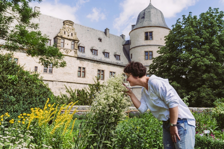 Die Kräuterbeete im Burggarten der Wewelsburg wurden nach Pflanzlisten der Jesuiten angelegt (Foto: Lina Loos ©Kreismuseum Wewelsburg)